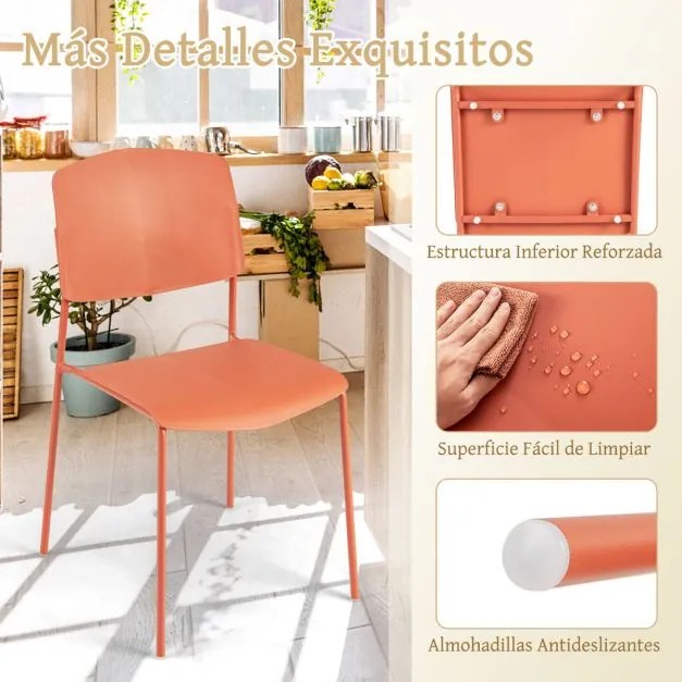 Conjunto de 4 cadeiras sem braços com encosto ergonómico e assento largo empilháveis para sala de jantar Carga 160 kg Multicolorido