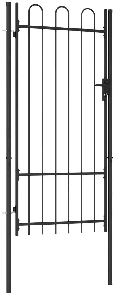 Portão de vedação individual com topo arqueado aço 1x2m preto