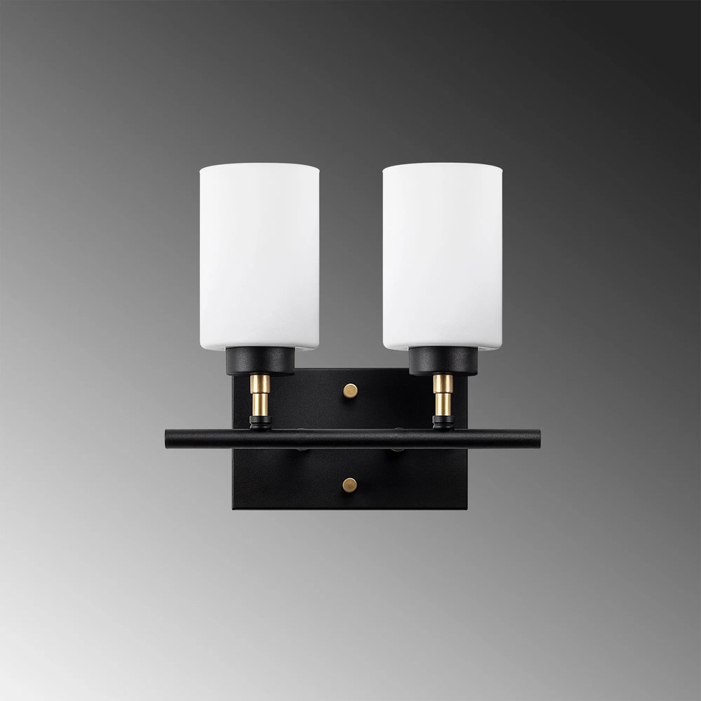 Candeeiro de Parede Yensuk – Preto, Dourado, Branco – 31 x 15 x 28 cm