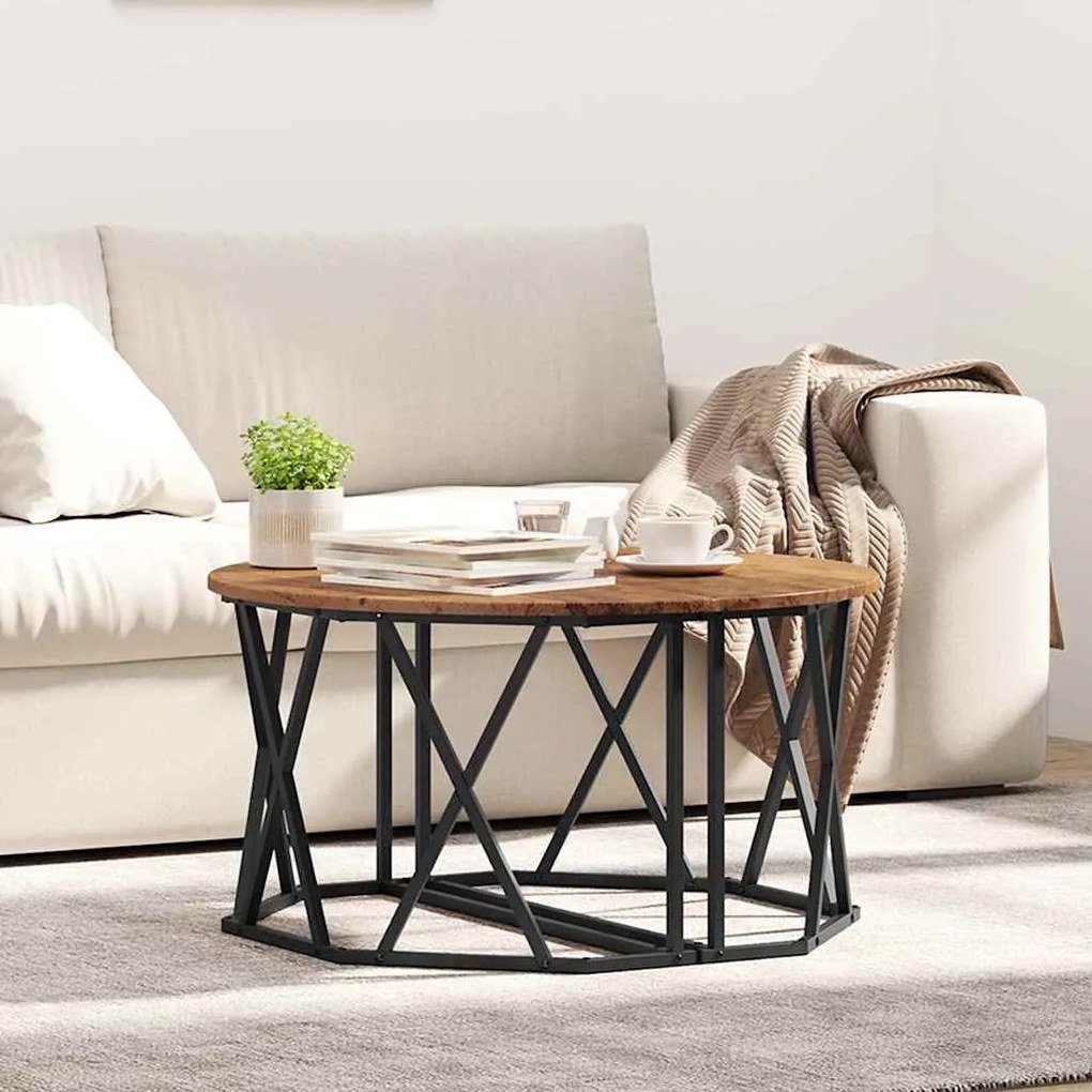 Mesa de Centro vidaXL Madeira Velha 80x80x42 cm em Madeira de Engenhar