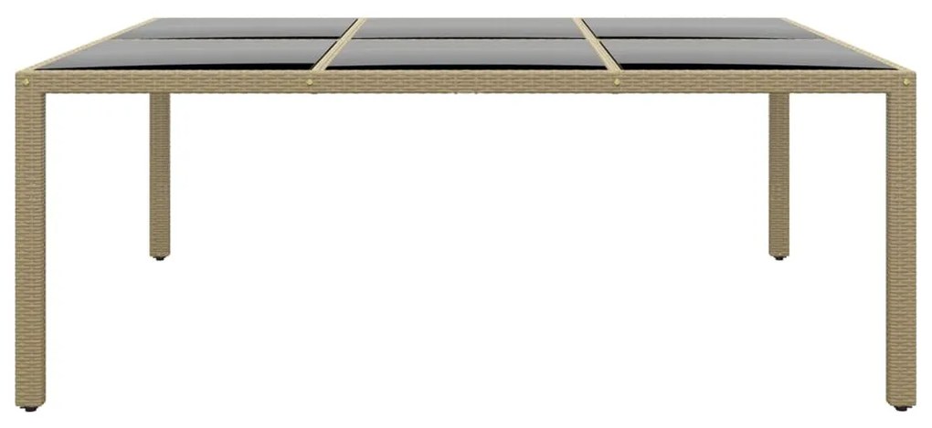 Mesa de jardim 200x150x75 cm vidro temperado e vime PE bege