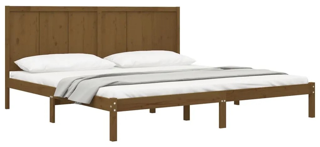 Estrutura de cama 200x200 cm pinho maciço castanho mel