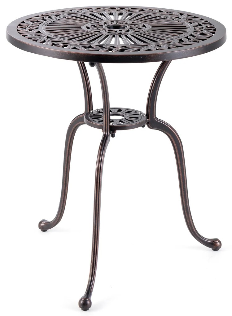 Mesa lateral externa de alumínio fundido com prateleira de armazenamento para varanda de jardim