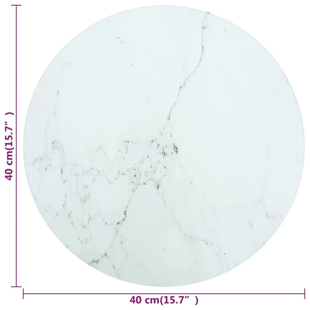Tampo mesa Ø40x0,8 cm vidro temperado design mármore branco