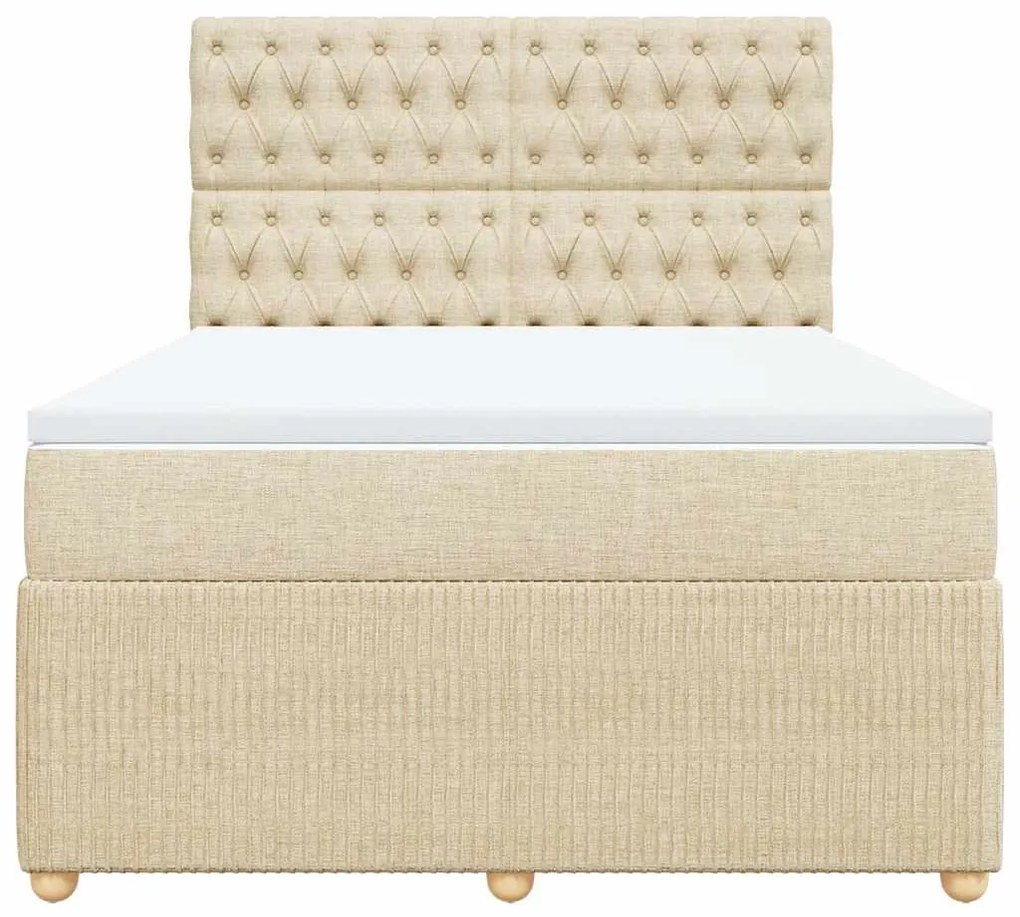 Cama com molas/colchão 160x200 cm tecido cor creme