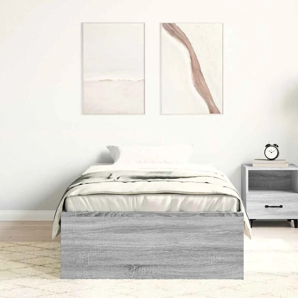 Estrutura de cama 100x200 cm cinzento sonoma
