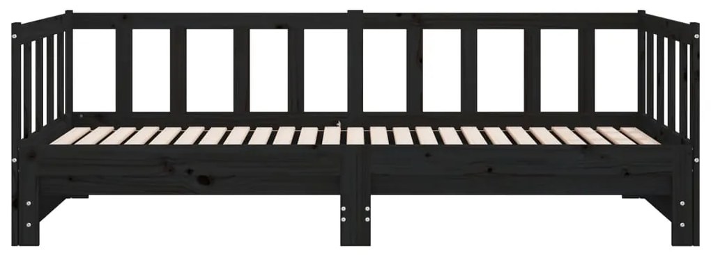 Estrutura sofá-cama de puxar 2x(90x190) cm pinho maciço preto