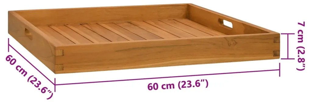 Bandeja de servir 60 x 60 cm madeira de teca maciça