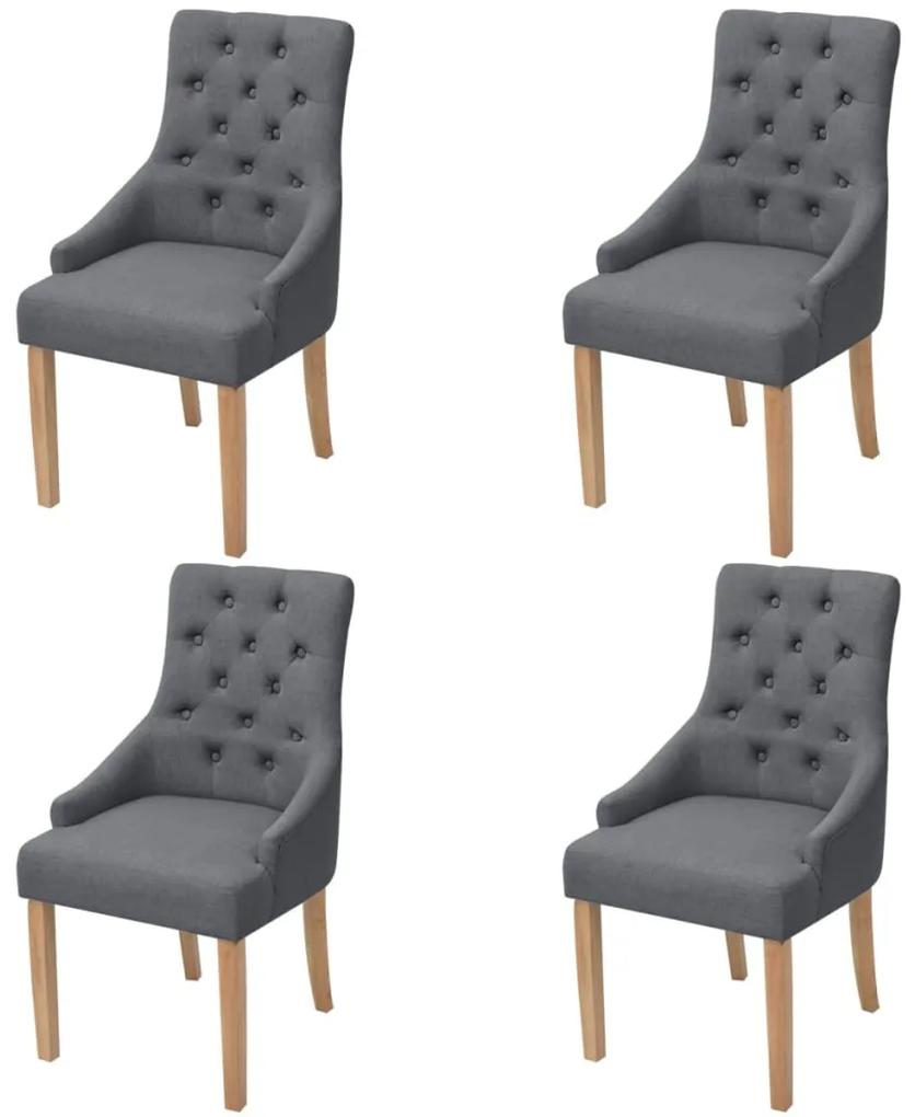 Cadeiras de jantar 4 pcs tecido cinzento-escuro