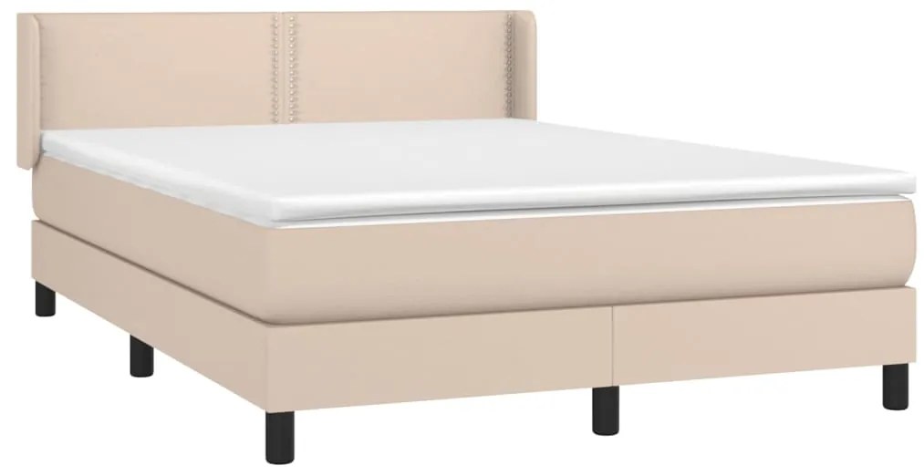 Cama com molas/colchão 140x200 cm couro artificial cappuccino