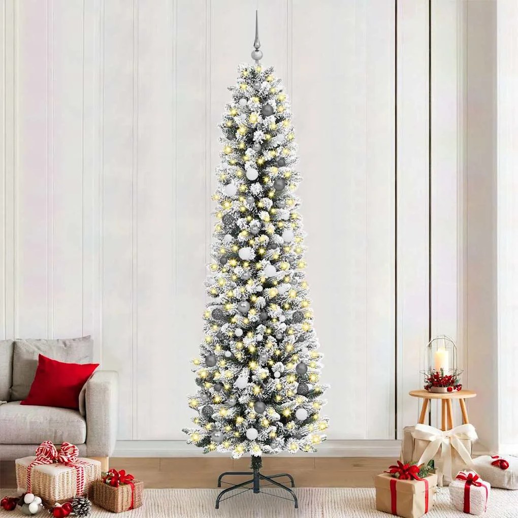 vidaXL Árvore de Natal Slim Branco 240 cm PVC