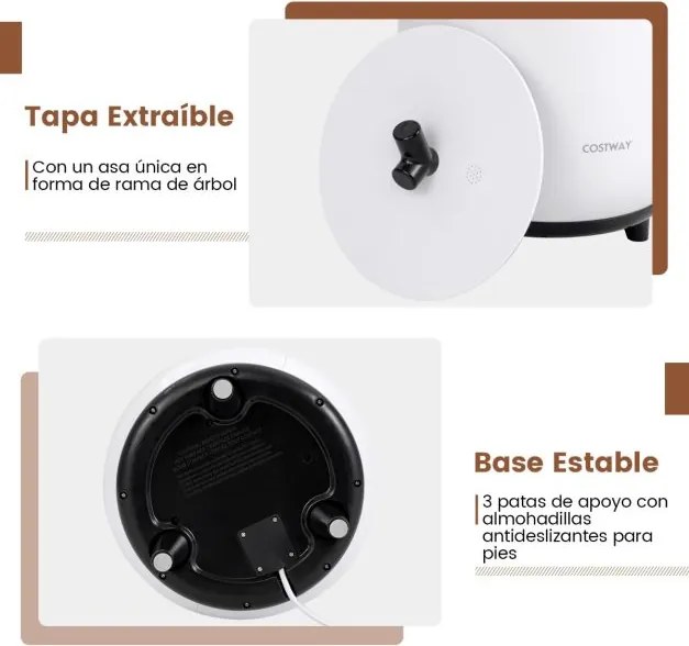 Aquecedor de toalhas Cubo 23L com 3 níveis de aquecimento Temporizador de 20/40/60/90 minutos Branco e Preto