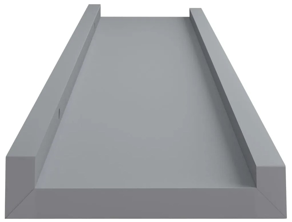 Unidade de prateleiras com rebordo 2 pcs 60x9x3 cm MDF cinzento