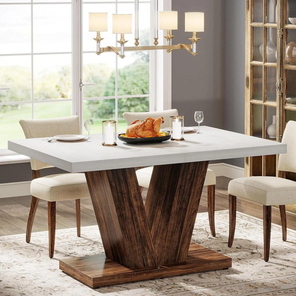 Mesa de jantar da Tribesigns para 4 pessoas de 120 cm de mesa com base pesada