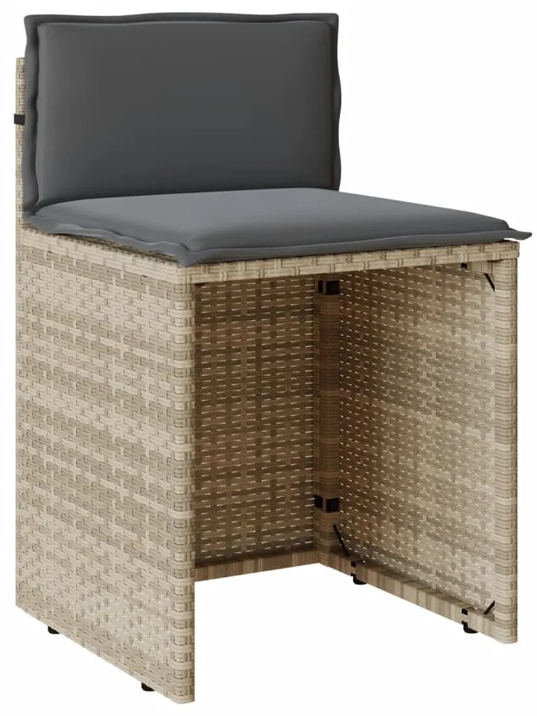 3 pcs conjunto bistrô com almofadões vime PE cinzento claro