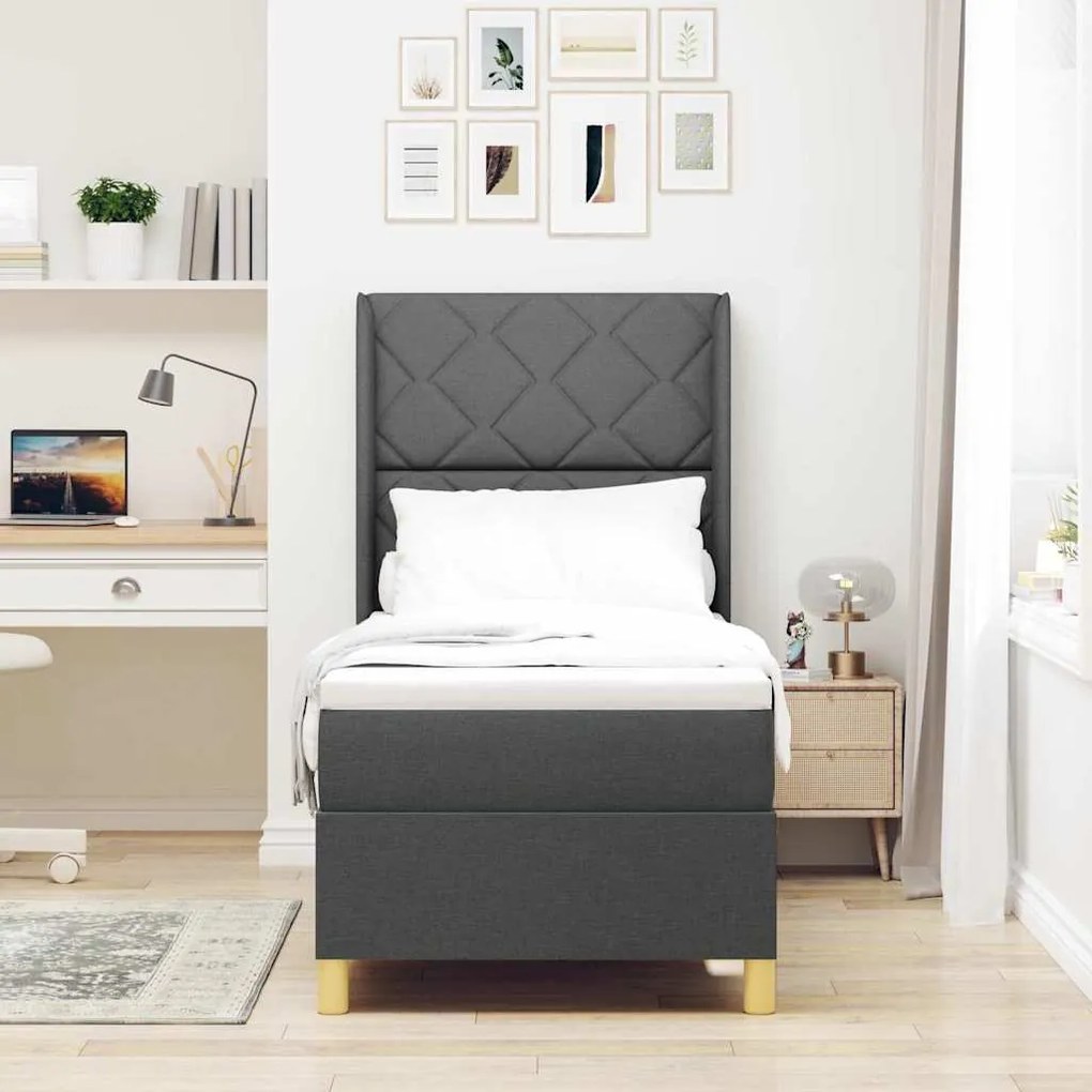 Cama Box com Colchão Cinza Escuro 80x200 cm