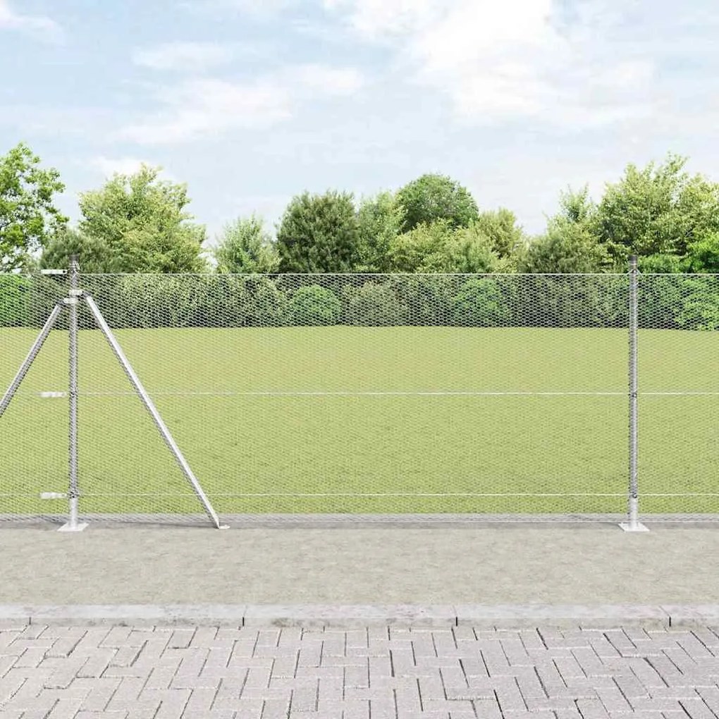 vidaXL Cerca com Postes Prateado 1 x 50 m Aço revestido de PVC