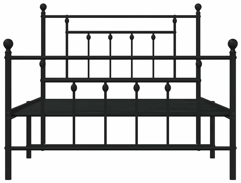Estrutura de cama com cabeceira e pés 100x200 cm metal preto