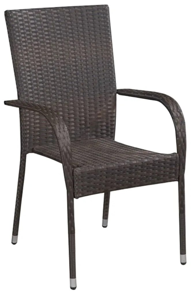 9 pcs conjunto de jantar para jardim vime PE castanho
