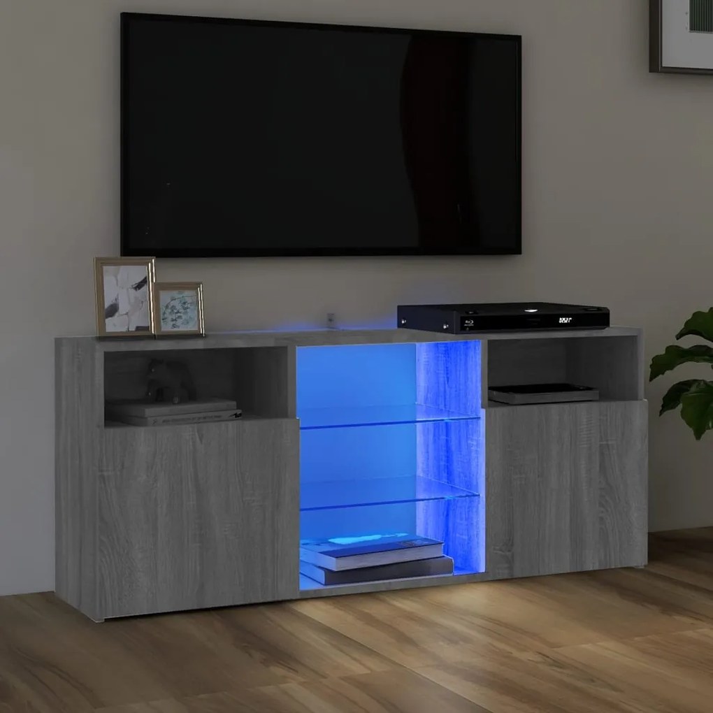 815715 vidaXL Móvel de TV com luzes LED 120x30x50 cm sonoma cinzento