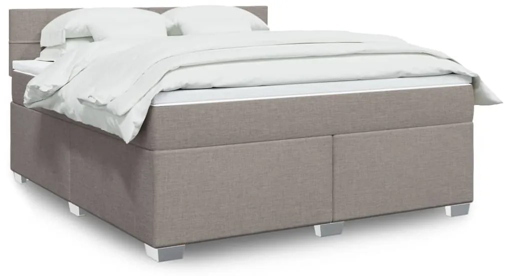 vidaXL Cama com molas/colchão 180x200 cm tecido castanho-acinzentado