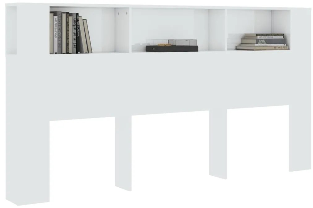 Armário de cabeceira 200x18,5x104,5 cm branco brilhante