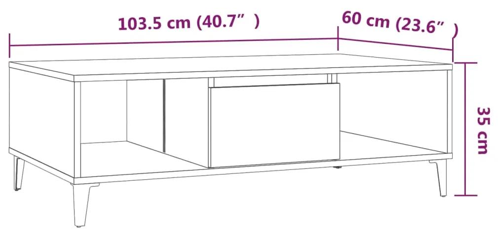 Mesa de centro 103,5x60x35 cm aglomerado carvalho castanho