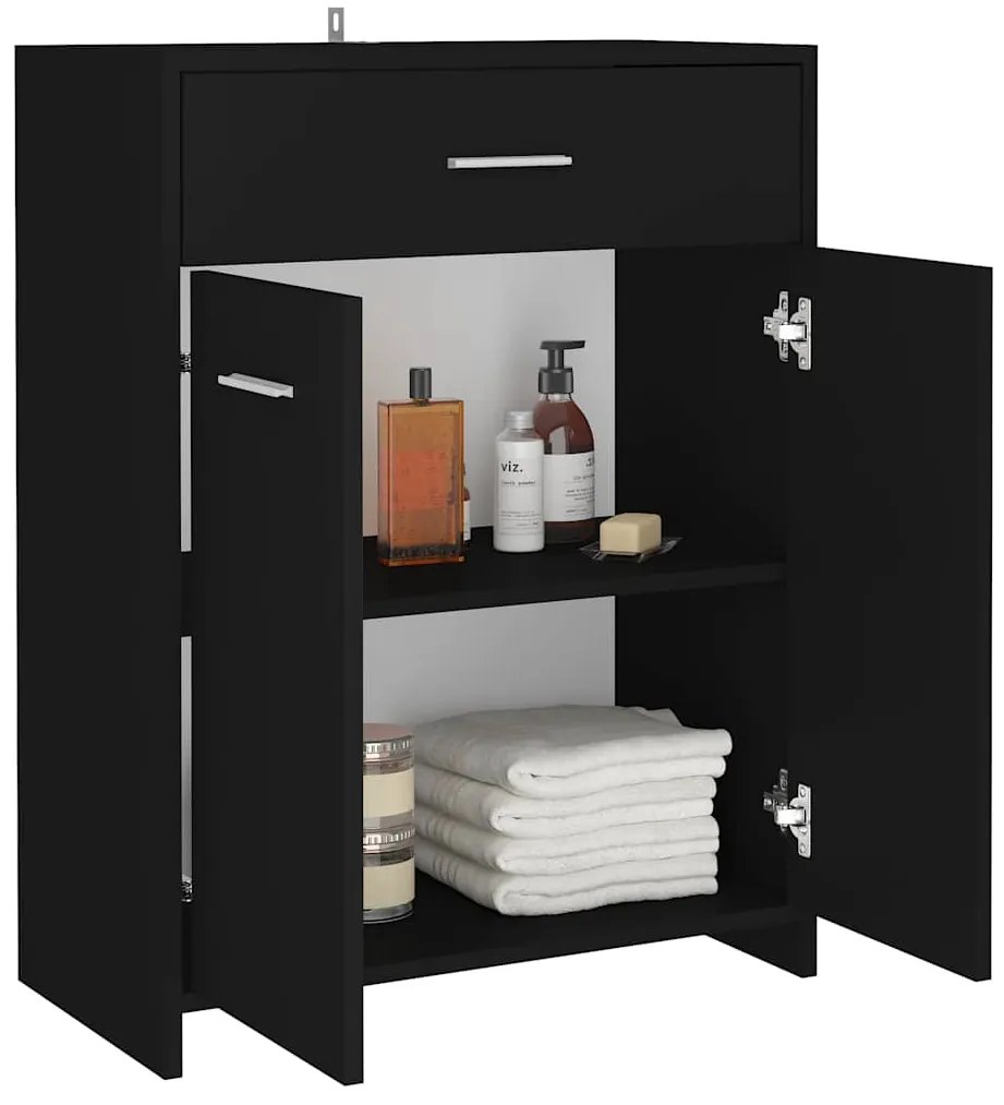 Armário de casa de banho 60x33x80 cm contraplacado preto
