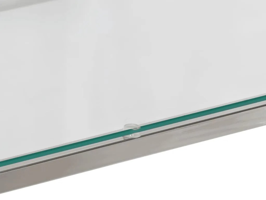 Mesa consola aço inoxidável e vidro temperado prateado
