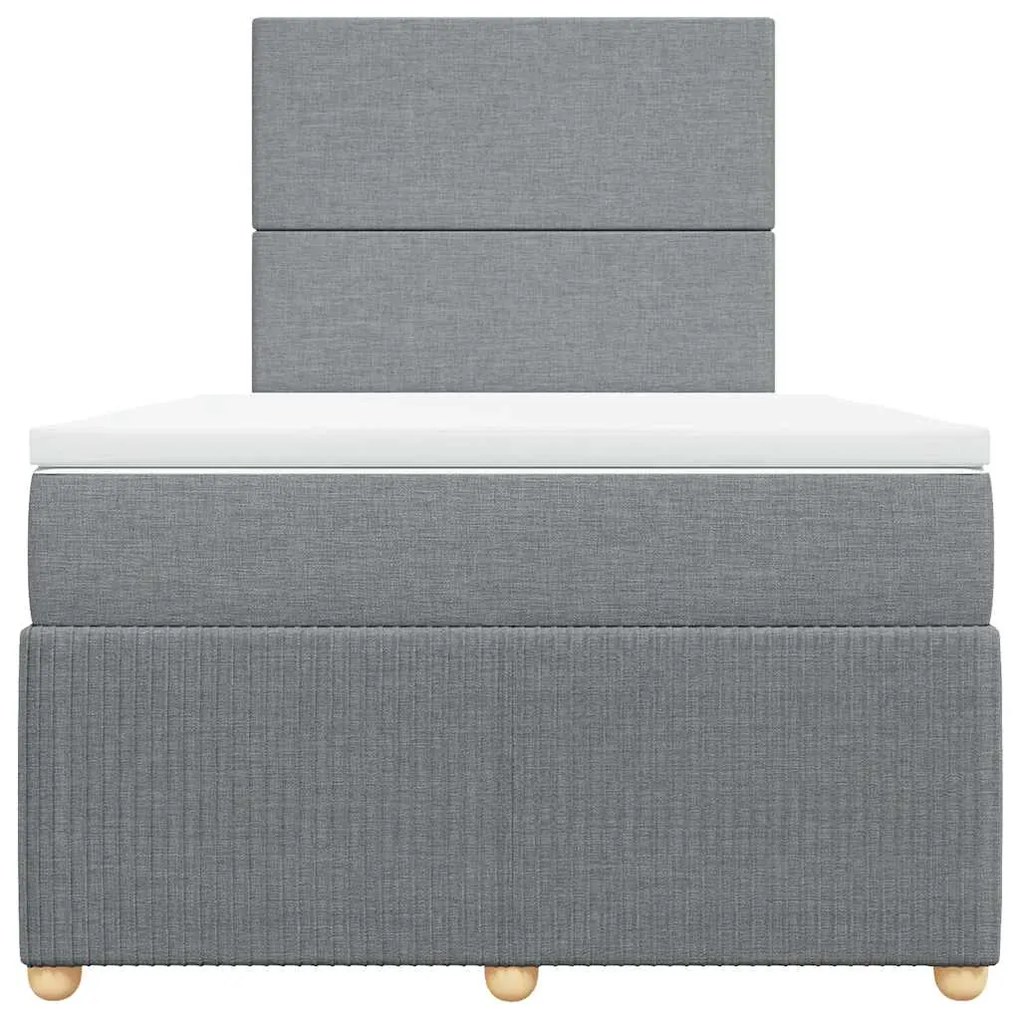 Cama boxspring com colchão 120x190 cm tecido cinzento-claro