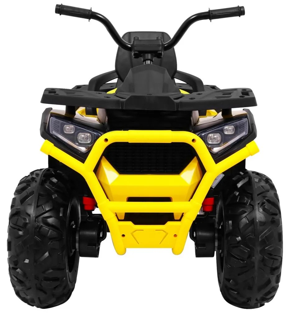 Moto 4 elétrica para crianças 12V 4x4 45W Deserto com Rodas Espuma EVA, Assento couro ecológico, som Crianças Até 30 kg Amarela