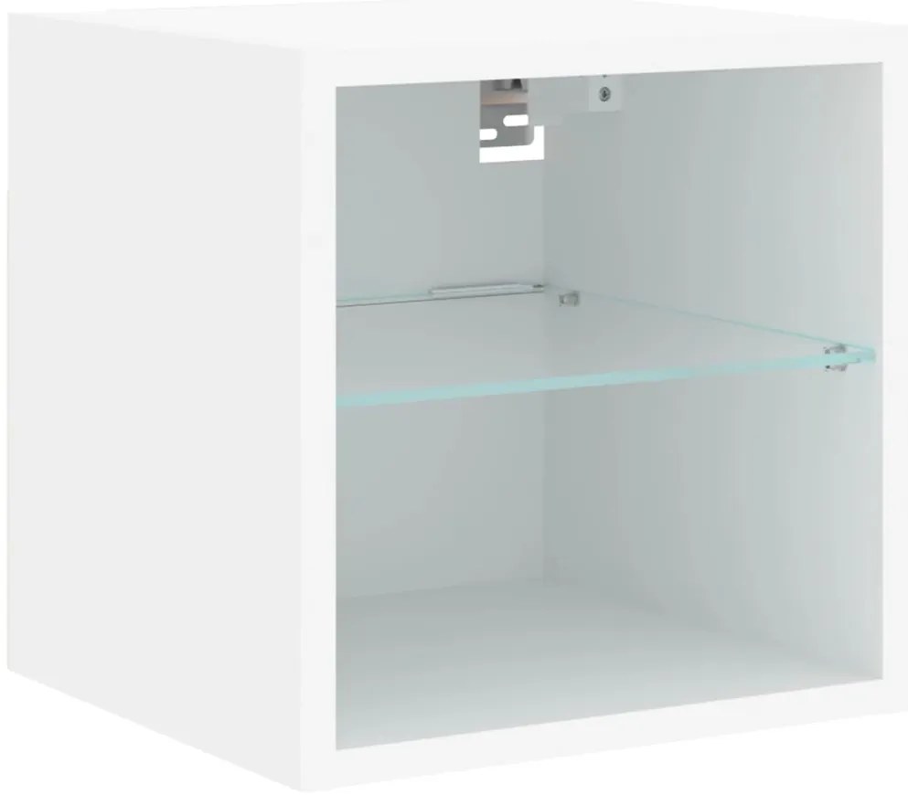 Móveis de parede p/ TV com luzes LED 2 pcs 30x28,5x30 cm branco