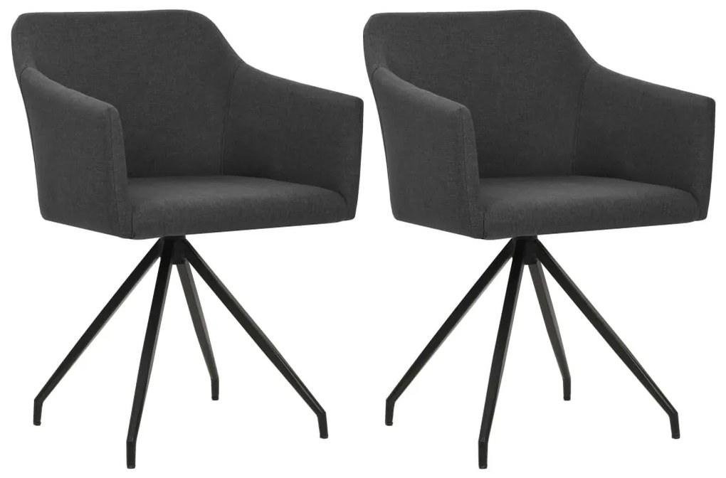 vidaXL Cadeiras de jantar giratórias 2 pcs tecido cinzento-escuro