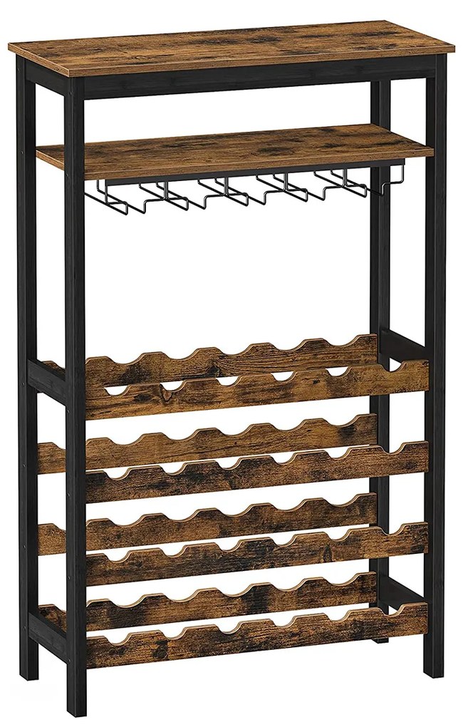 Rack para 24 garrafas com suportes para copos. | SONGMICS | 66 x 29 x 104 cm | preto | KWR028B01.