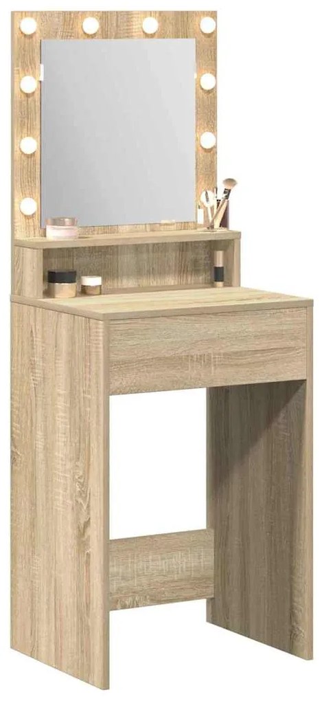 Mesa de Maquiagem com Luzes LED em Carvalho Sonoma, 50x41x135 cm