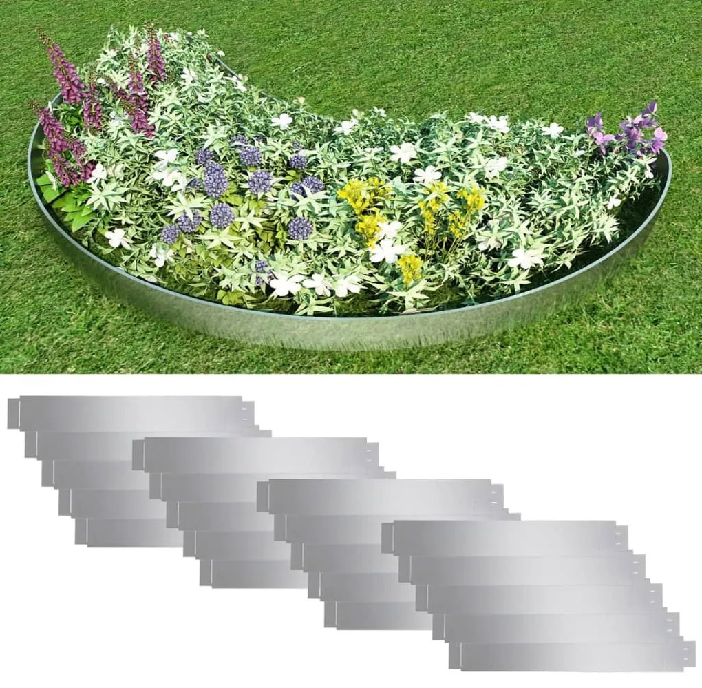 Conjunto 20 painéis vedação relvado 100 x 14 cm aço galvanizado