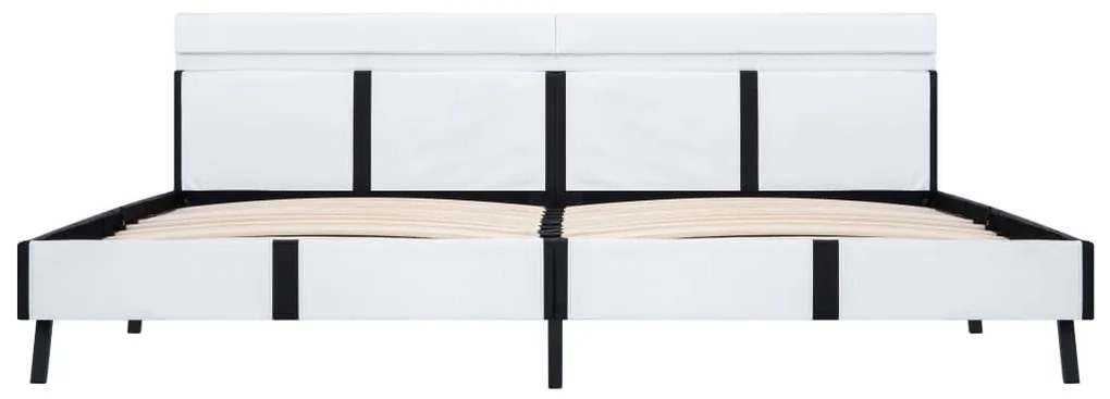 Estrutura de cama c/ LED couro artificial 180x200 cm branco