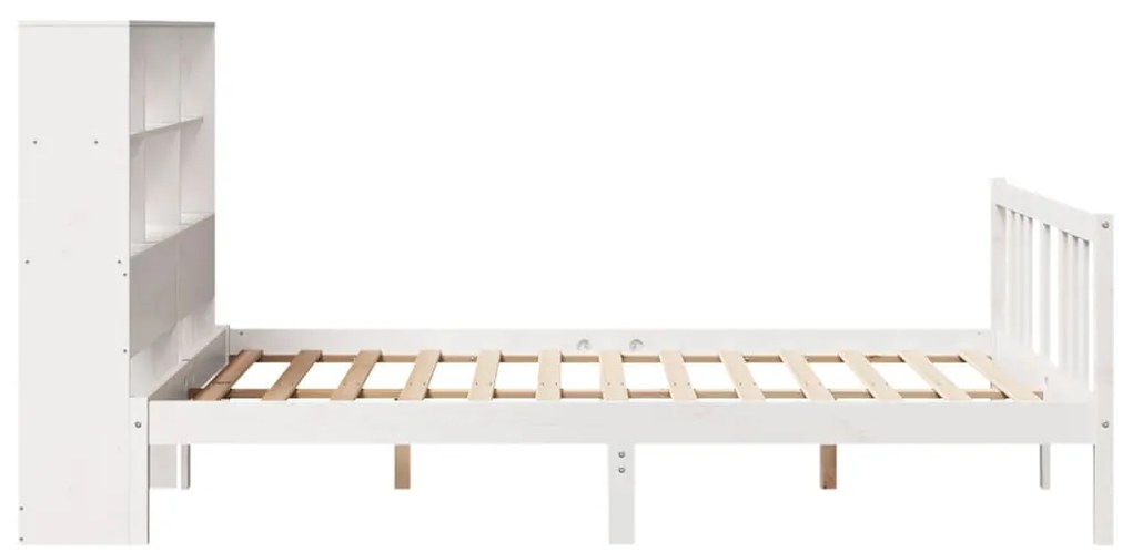 Cama com estante sem colchão 150x200 cm pinho maciço branco