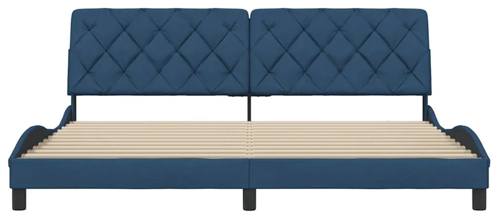 Estrutura de cama sem colchão 200x200 cm tecido azul
