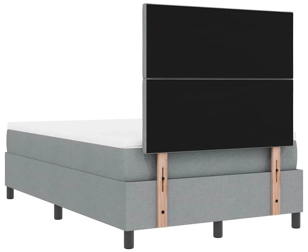 Cama Box Spring com Colchão Cinza Claro Cama Pequena de Tecido