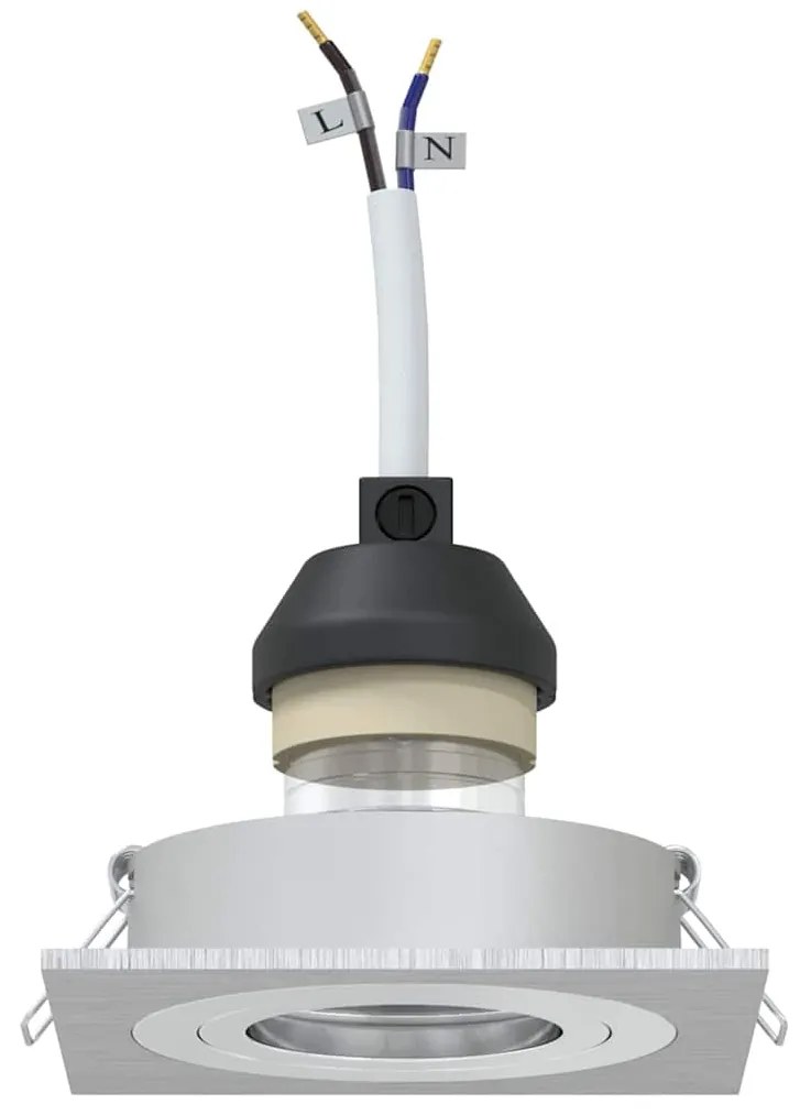 Spotlights embutidos 6 pcs Quadrado GU10 Prateado 91x91 mm