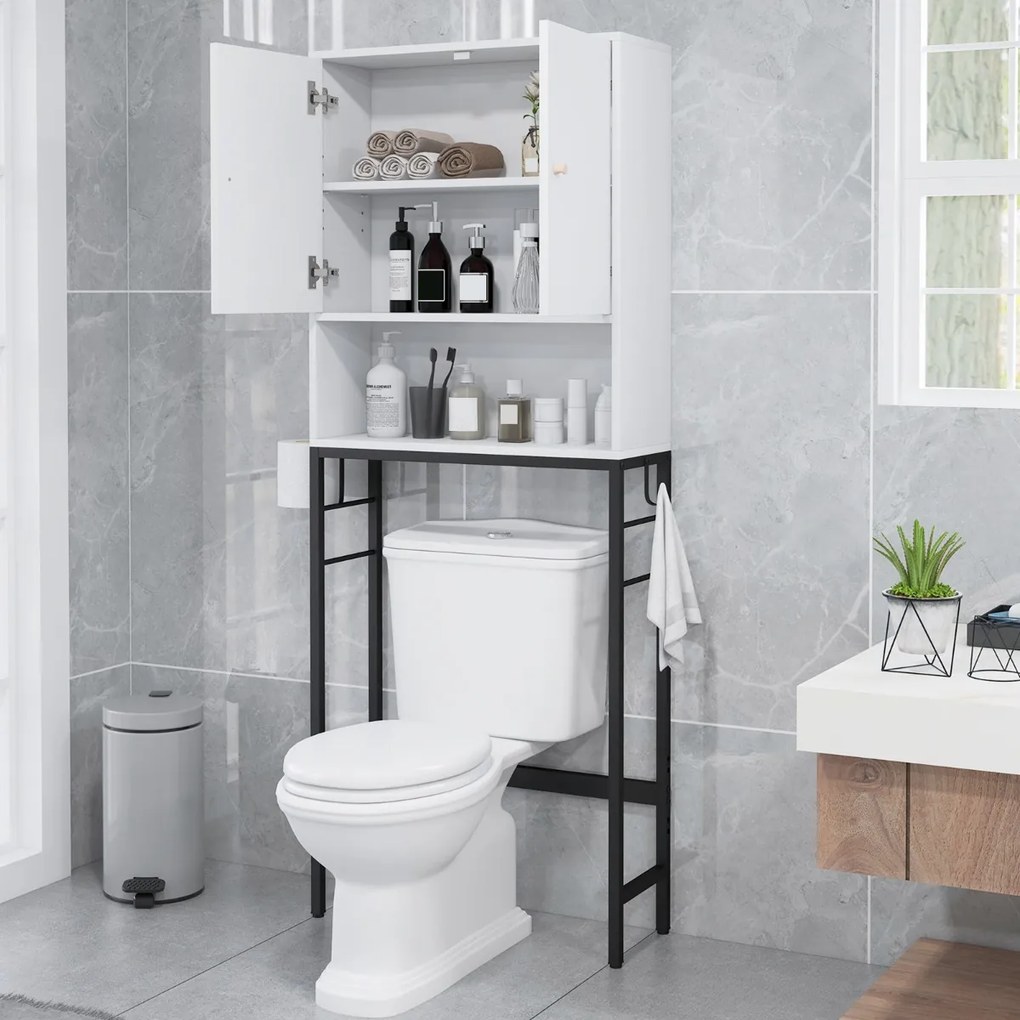 Armario para casa de banho sobre a sanita com 2 portas 23 x 63 x 165,5 cm Branco