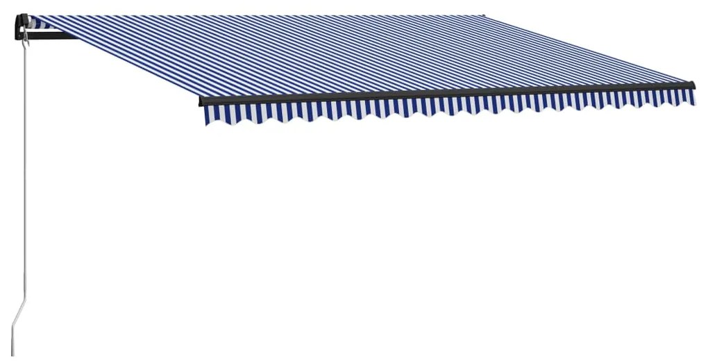 vidaXL Toldo retrátil manual 500x300 cm azul e branco