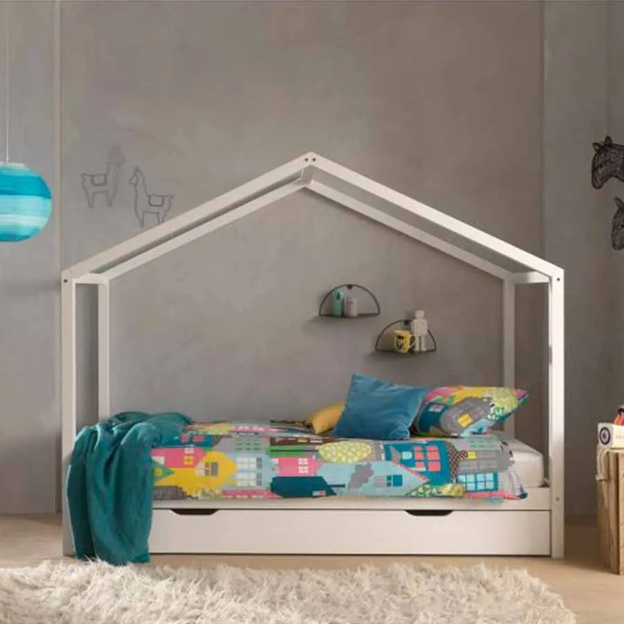 Conjunto Cama infantil de Casa DALLAS 90x200 com gaveta Branca