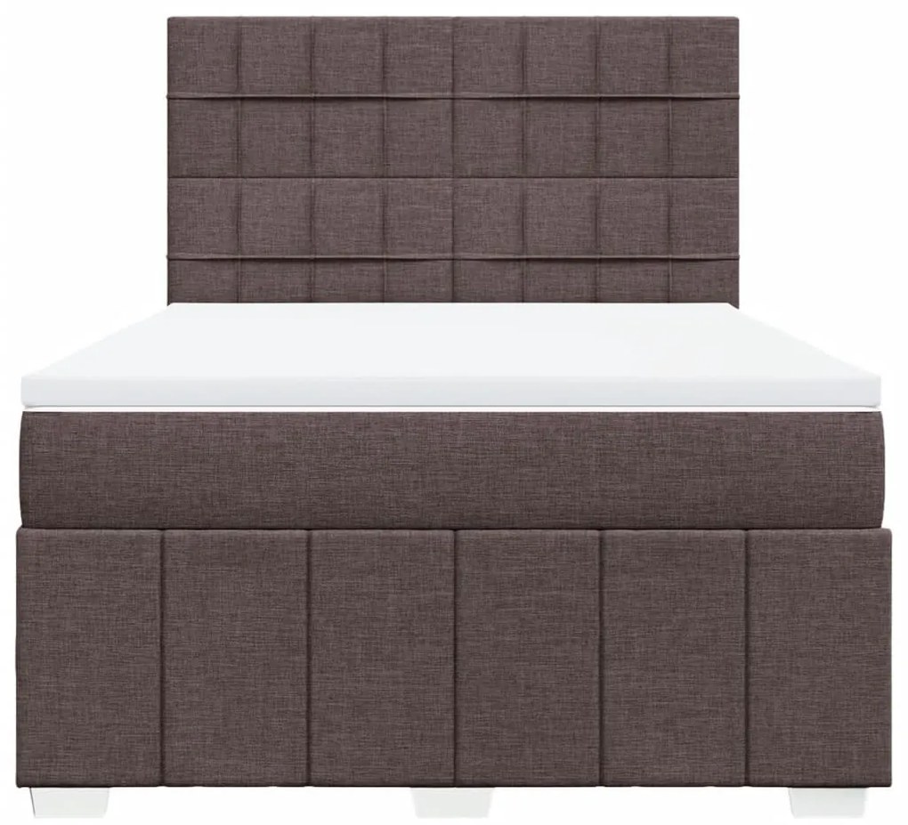 Cama com molas/colchão 160x200 cm tecido castanho-escuro