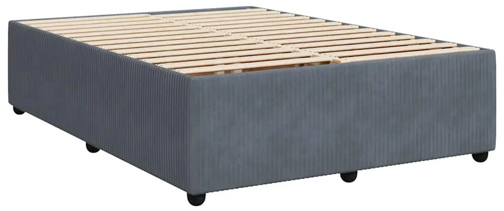 Cama com molas/colchão 140x200 cm veludo cinzento-escuro