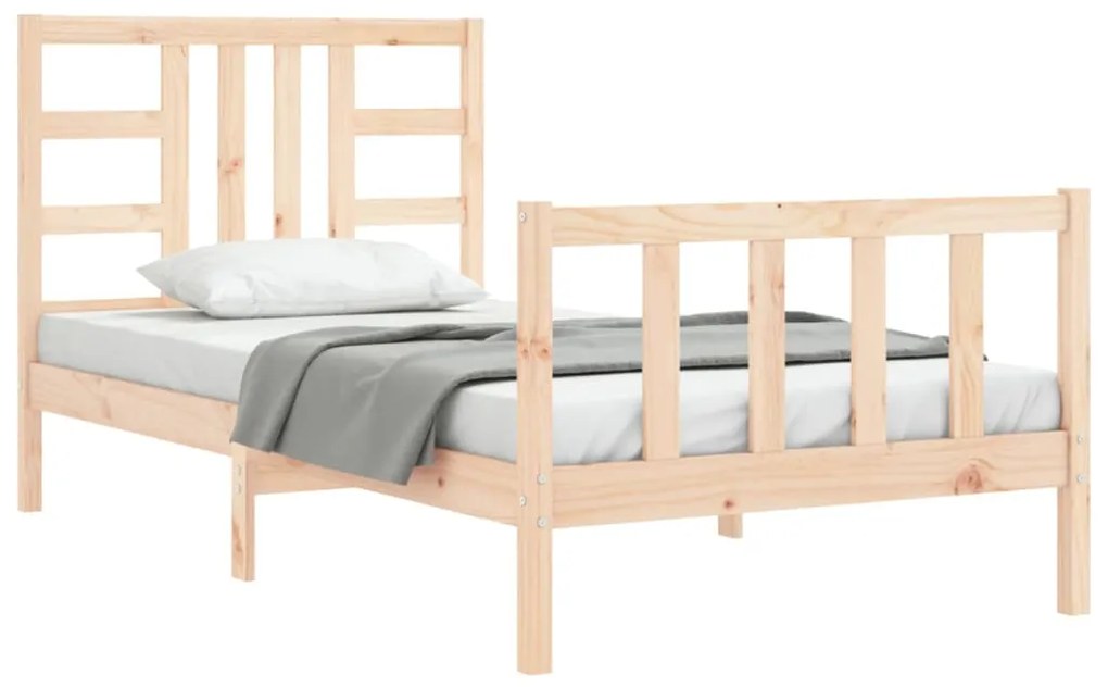 Estrutura de cama com cabeceira 90x190 cm madeira maciça