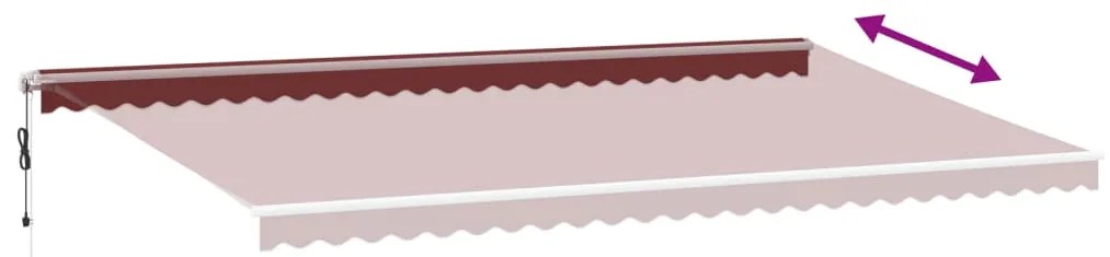 Toldo retrátil automático com luz LED 600x300 cm bordô