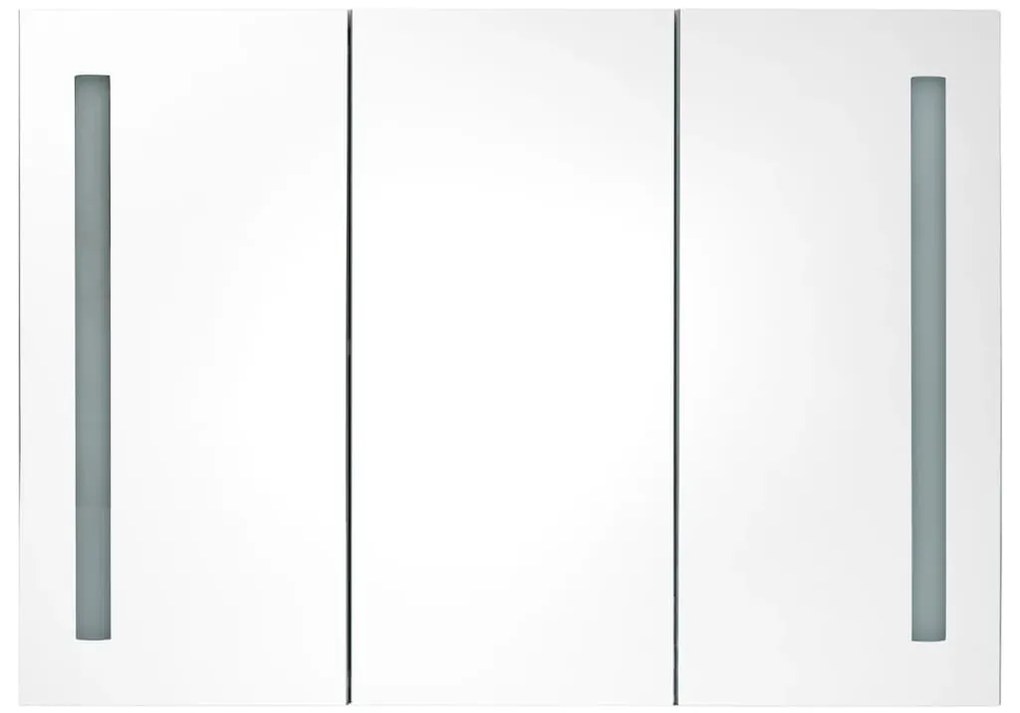Armário espelhado casa de banho LED 89x14x62cm cinzento cimento