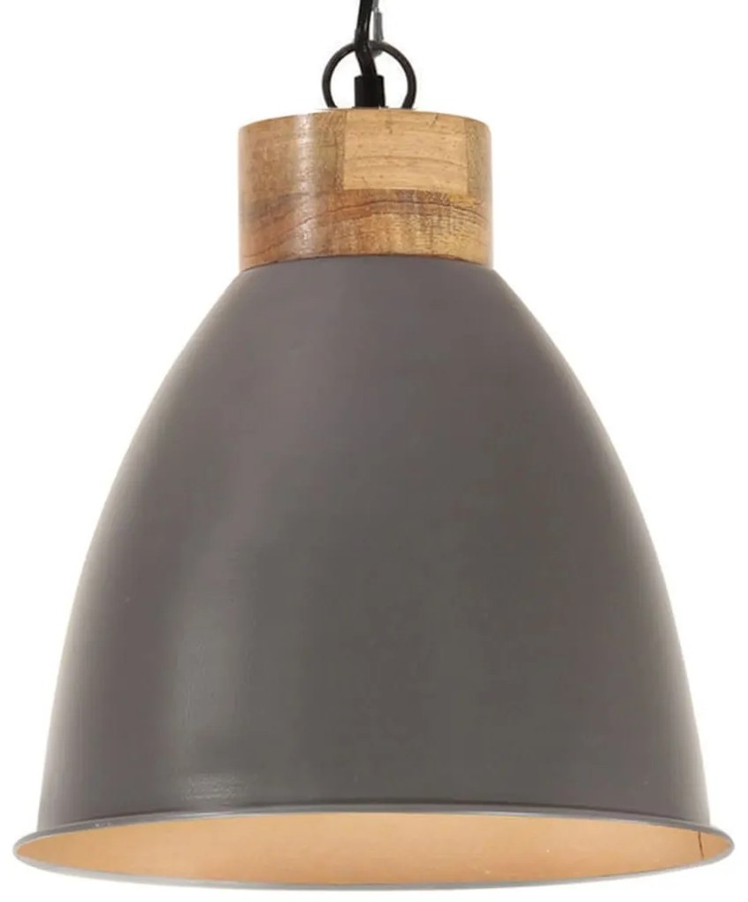 vidaXL Candeeiro teto industrial 35cm E27 ferro cinza e madeira maciça